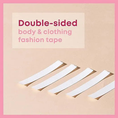 Double Sided Tape For Fashion, Clothing and Body - 36 Strips Pack, Fabric Tape for Women, Gentle to stick on Skin and clothes - Transparent, All Day Strength Tape Adhesive