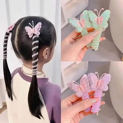 Cute Flower Spiral Hair Ties for Girls butterfly shape hairband Multicolour