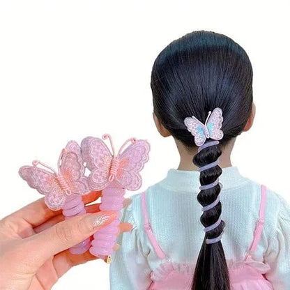 Cute Flower Spiral Hair Ties for Girls butterfly shape hairband Multicolour