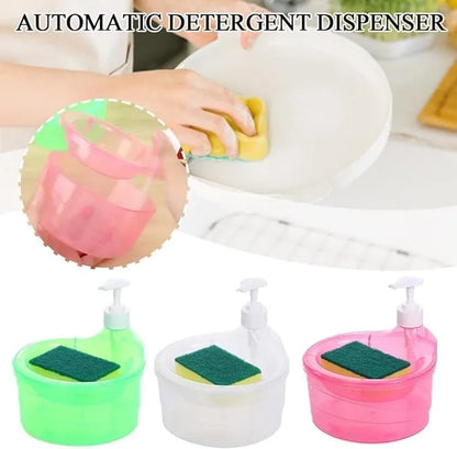 Plastic Soap Pump Dispenser for Dishwasher Liquid Soap Sponge Holder Free Sponge (Multicolor)