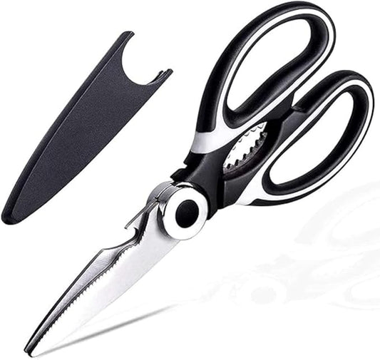 Sharp Kitchen Scissor, Heavy Duty Stainless Steel Multipurpose Scissor with open bottle cap, Kitchen Shears for Cutting Chicken, Poultry, Fish, Meat, Herbs, Vegetables, BBQ, Bones, Flowers, Nuts