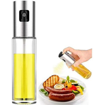 100ml Olive Oil Sprayer for Kitchen, Stainless Steel Glass Oil Spray Bottle for BBQ, Salad, Grilling, Roasting, Baking, Frying (Pack of 1)