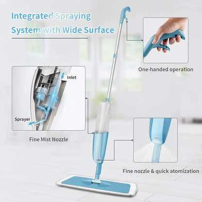 Stainless Steel Microfiber Floor Cleaning Spray Mop with Removable Washable Cleaning Pad and Integrated Water Spray Mechanism,360 Degree Easy Floor Cleaning (MULTICOLOUR)