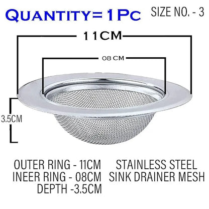 Stainless Steel Sink Strainer Kitchen Drain Basin Basket Filter Stopper Drainer/Jali (4-inch/10 cm)