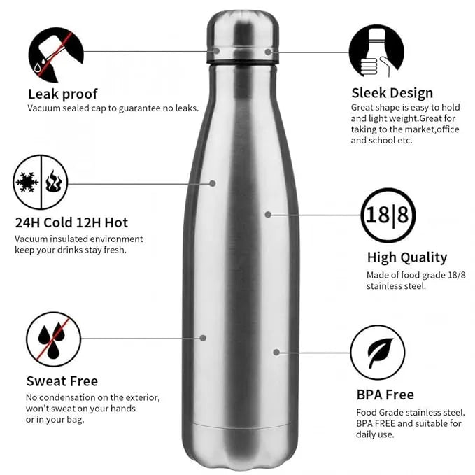 MILONI USA Stainless Steel Water Bottle, 750 ML