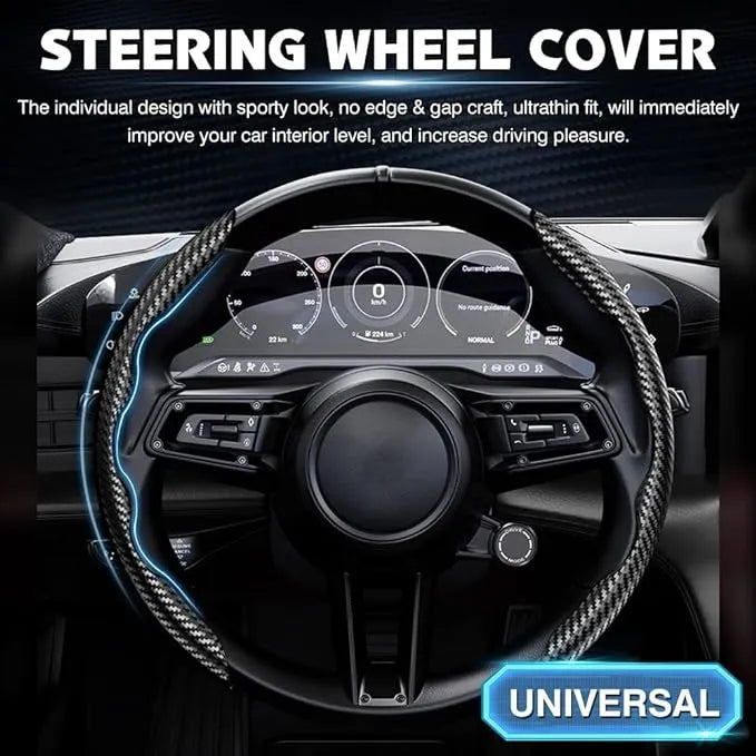 Fiber Steering Wheel Cover Universal Steering Wheel Cover Car Interior Decoration Car Steering Wheel Anti-Slip Cover