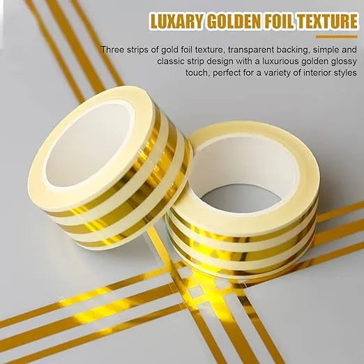 5M Golden Tile Gap Tape, Home Tile Sticker Waterproof Tape PVC Self Adhesive Tape Ceramic Tile Gap Tape for Detailing Wall, Floor Tile Gap, Cabinetry (2.5CM*5M)