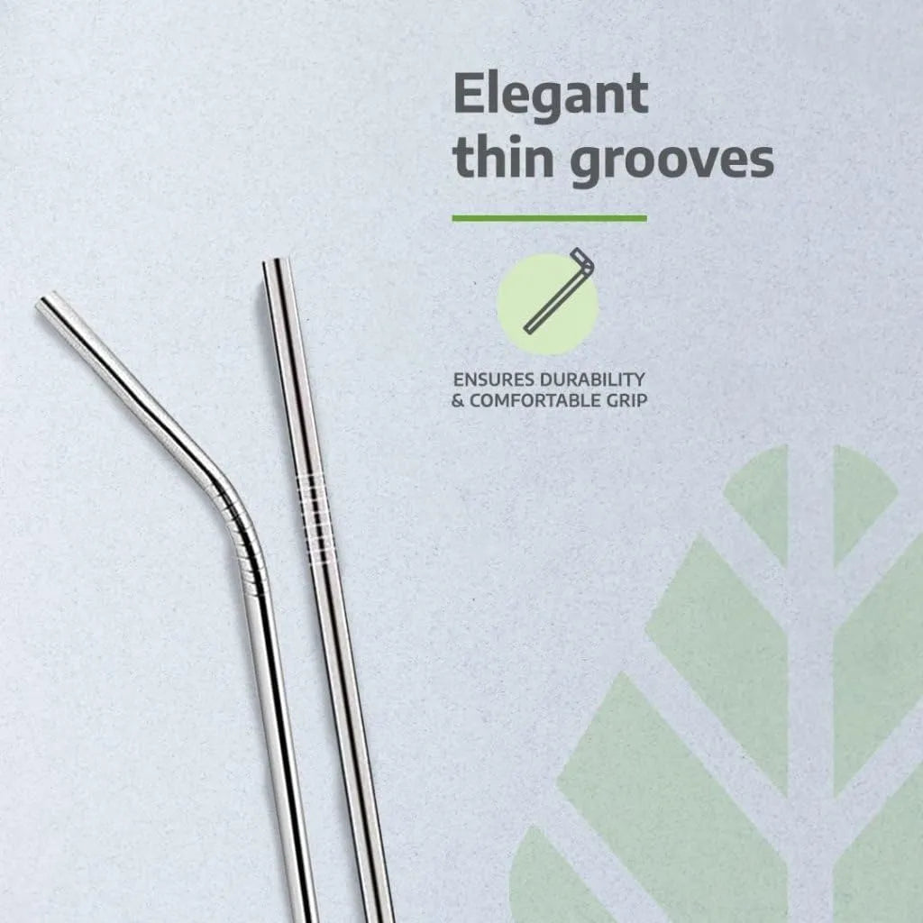 Reusable 304 Stainless Steel Straw with Cleaning Brush Long Metal Straws for Drinking, Reusable (BUY 1 GET 1 FREE)