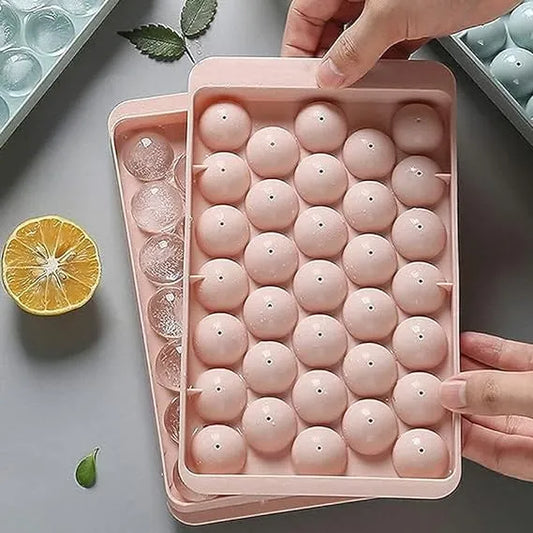 Plastic Round BPA Free Reusable Ice Cube Tray / 33 Grid Mini Circle Making Sphere Ice Ball Mold/Lollipop Candy Maker for Freezer Chilling Cocktail