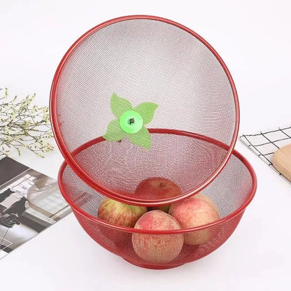 Apple Shape Net Fruits & Vegetables Basket for Kitchen, Fruit Basket with Net Cover, Fruit and Vegetable Stand Basket, Fruit Net Cover (RED)