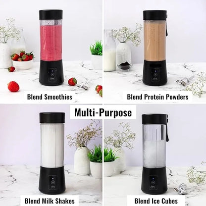 USB Rechargeable Blender Juicer Machine for Kitchen with 2000 mAh Battery, 150 Watts Motor, 400 ML 6 Blade Smoothie Maker Usb Juicer Bottle Blender