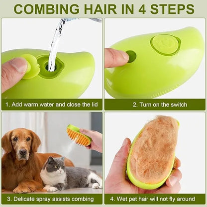 Cat Steam Brush, Dog Steam Brush, Steam Brush for Cats and Dogs, 3 In 1 Steamy Pet Brush, Steaming Pet Hair Brush, Cat and Dog Comb with Steam, Pet Grooming Brush for Cats (Steam Brush)