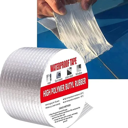 Super Waterproof Tape, Strong flex heavy duty water tape for leakage, Aluminum foil Silver water seal adhesive tape for water leakage solution Pipe Repair- 5 meters x 10cm