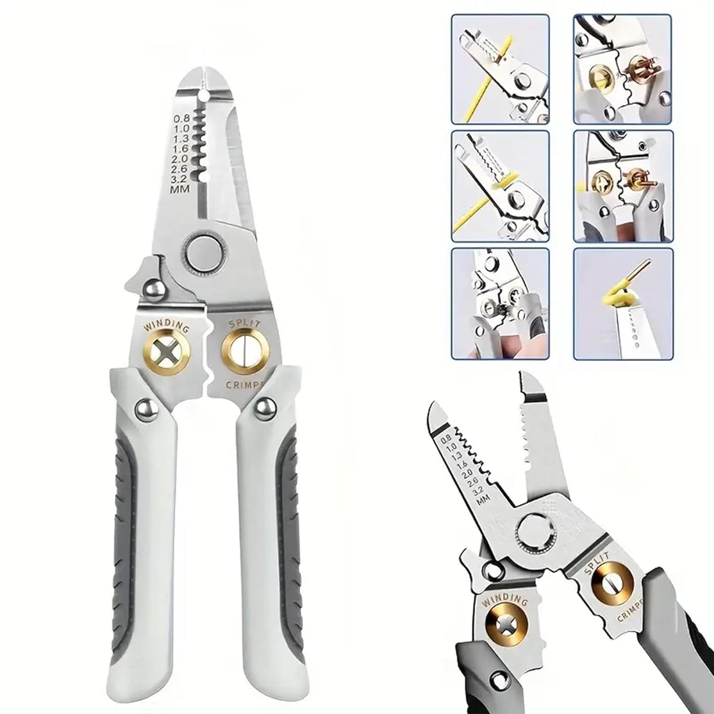 Wire Stripper and Cutter Pliers Tools For Electricians 6-in-1 Multifunctional Wire and Cable Stripping, Cutting, Winding, Crimping Precision Stainless Stee Hand Tool for Electrician Decrustation Tool