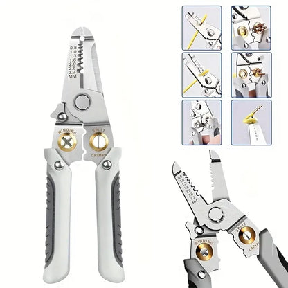 Wire Stripper and Cutter Pliers Tools For Electricians 6-in-1 Multifunctional Wire and Cable Stripping, Cutting, Winding, Crimping Precision Stainless Stee Hand Tool for Electrician Decrustation Tool