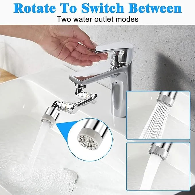 1080° Two Gear Extension Faucet Aerator Universal 1080° Rotating Faucet Big Angle Swivel Splash Filter Faucet Dual Sprayer Bathroom Steel Sink Aerator Extender with Water Outlet Modes