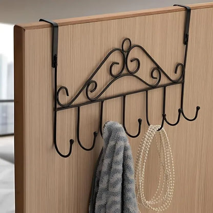 Over The Door Hanger Rack 7 Hooks Decorative Ognazier Hook Rack Stylish Door Hanger Door Hook Hangers With 7 Hooks,Metal Hanging Rack For Home Office Use