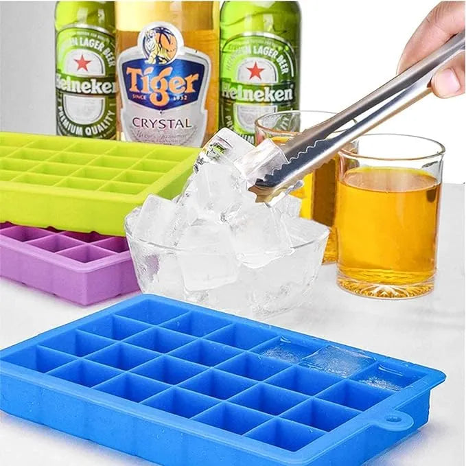 Silicone Ice Tray with Removable Lid Easy Release Crushed Ice Trays Stackable 24 Cavities Flexible Ice Cube Molds