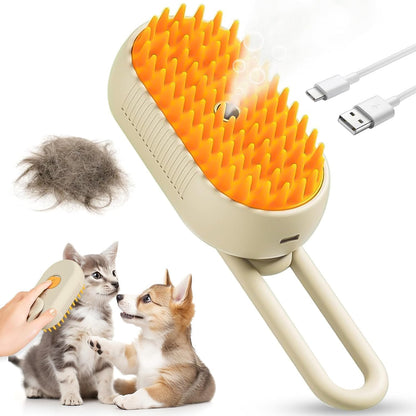 Cat Steam Brush, 3 in 1 Pet Hair Removal Comb, Pet Steam Brush for Dogs and Cats to Remove Knotted Hair, Massage and Detangle, Steam Pet Brush for Cats for All Pets
