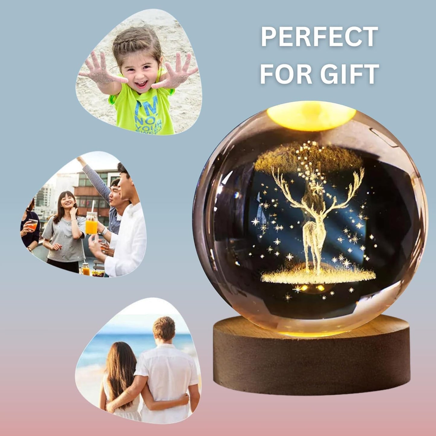 3D DEER CRYSTAL BALL LIGHT