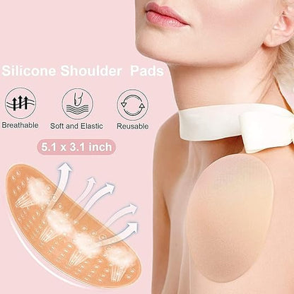 Shoulder Pads for Women Clothing, Soft Silicone Anti-slip Shoulder Push-up Pads Reusable Invisible Adhesive Shoulder Enhancer Pads,Naturally Soft Non-Slip Shoulder Pads for Unisex [1pair]