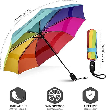 Rainbow Auto Open And Close Umbrella