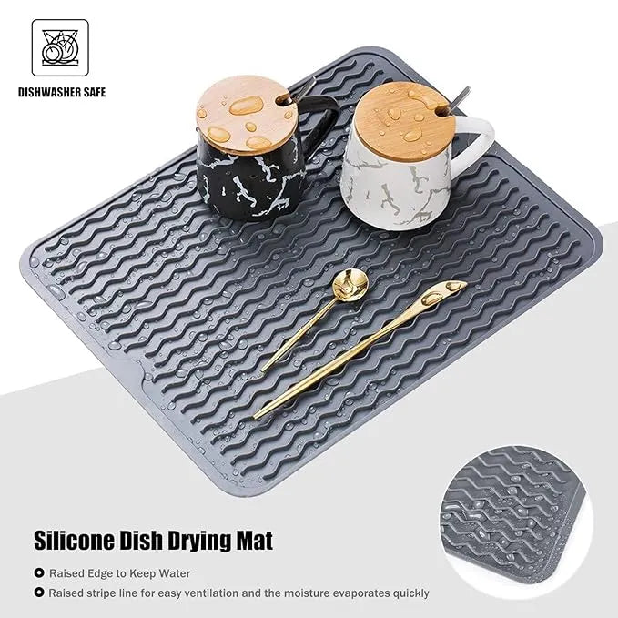 Silicone Dish Drying Mat for Kitchen Counter（Grey）