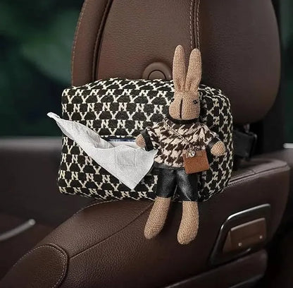 Tissue Holder for Car Car Tissue Box, Multifunctional Paper Hanging Drawer Box, Car Armrest Box Car Tissue Holder (Rabbit Car Tissue Box)