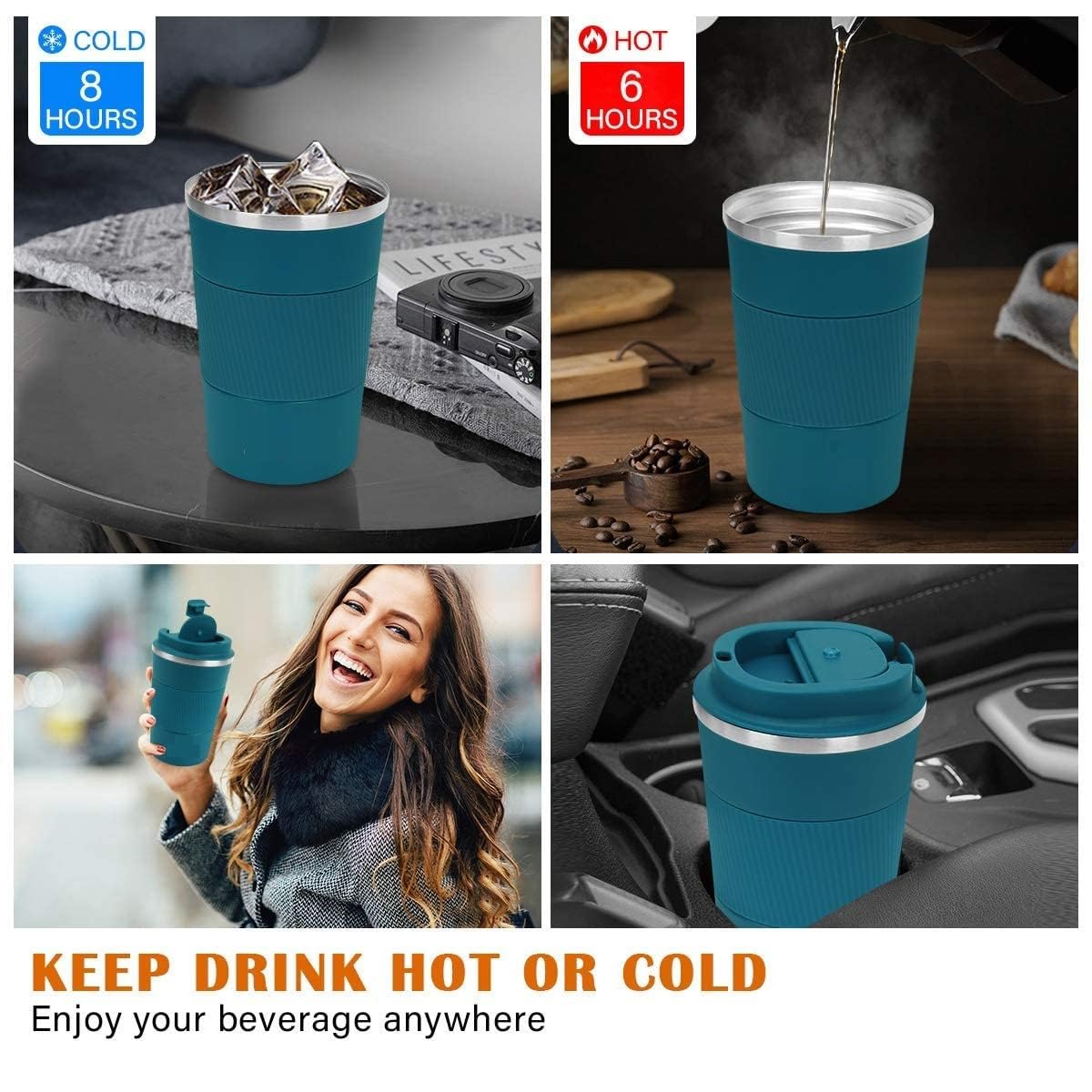 COFFEE CUP TRAVEL BLUE RUBBER