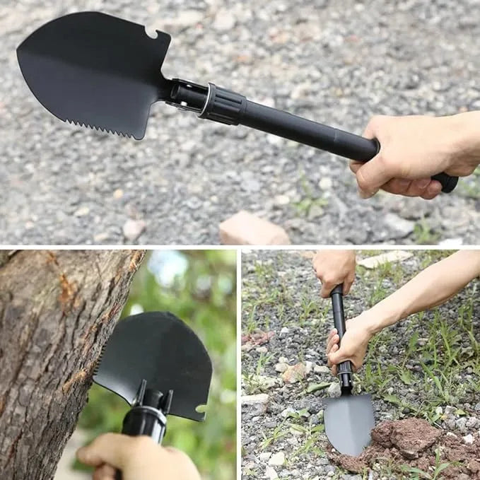 Folding Shovel 16" Camping Military Style Survival w/Pick Tool & Case Garden Tool Kit Shovel Portable Folding Shovel