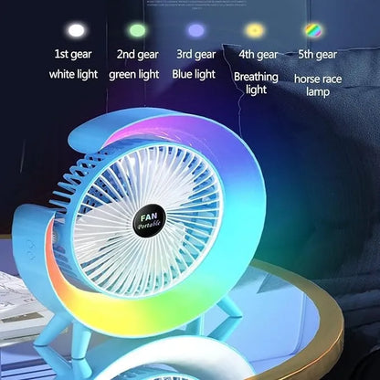 Colorful G Shape Fan/Multifunctional Colorful desktop small fan portable floor mounted fan with light