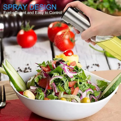100ml Olive Oil Sprayer for Kitchen, Stainless Steel Glass Oil Spray Bottle for BBQ, Salad, Grilling, Roasting, Baking, Frying (Pack of 1)