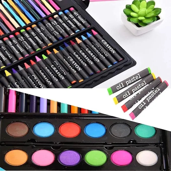 Children Deluxe Art Drawing Crayon Color Set for Kids Case Art and Craft Supplies Drawing and Painting Set Great Gift (150Pcs -MULTI COLOR)