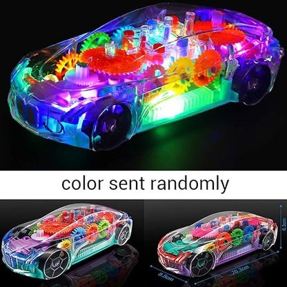 Transparent Car 3D Concept Super Car Toy For Kids With 360 Degree Rotation,Gear Simulation Mechanical Car Technology W/D Sound&Light Toys For Kids Boys&Girls Toys&Games