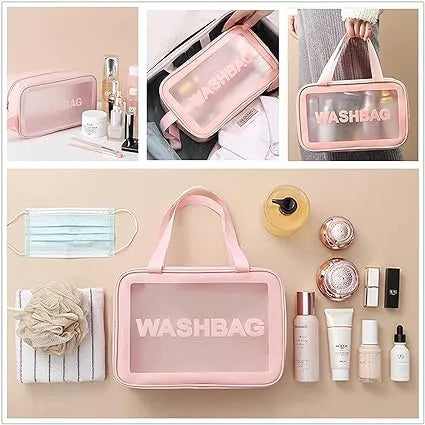 Wash Bag Clear Makeup Pouch Set Cosmetic Organizer Bag for Women and Girls Travel Waterproof Toiletry Storage Kit Organizer Makeup Pouch for Cosmetics Brushes Accessories