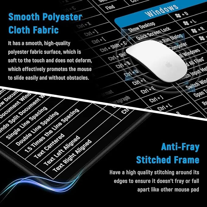 Anti-Slip Keyboard Pad with Office Excel Software Shortcuts Key  Mouse Pad(80x30cm)