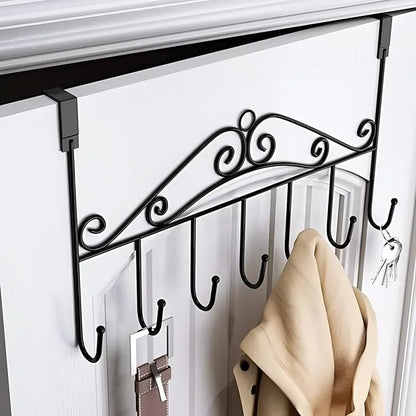 Over The Door Hanger Rack 7 Hooks Decorative Ognazier Hook Rack Stylish Door Hanger Door Hook Hangers With 7 Hooks,Metal Hanging Rack For Home Office Use