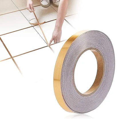 50 Meters Multipurpose Tile Decoration Self-adhesive Golden Tape,Home Floor Wallpaper Waterproof Tiles,Tile gap Tiles Stickers for Floor (1cm)