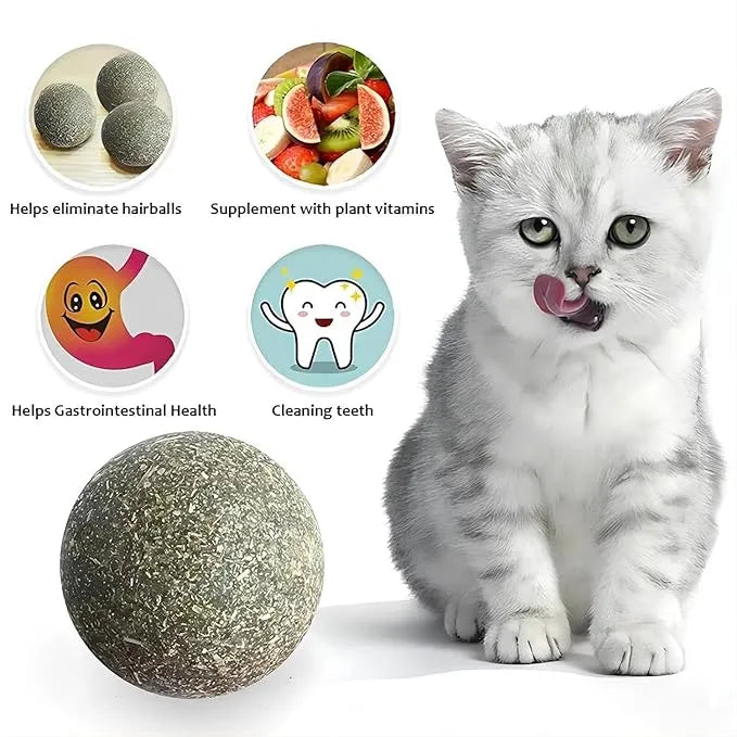 Catnip Toy (4 Pcs) Cats Rotatable Edible Mint Natural Healthy Teeth Cleaning Chew Claw Toy for Cat (Cat Mint Ball Replacement 4 Pcs)