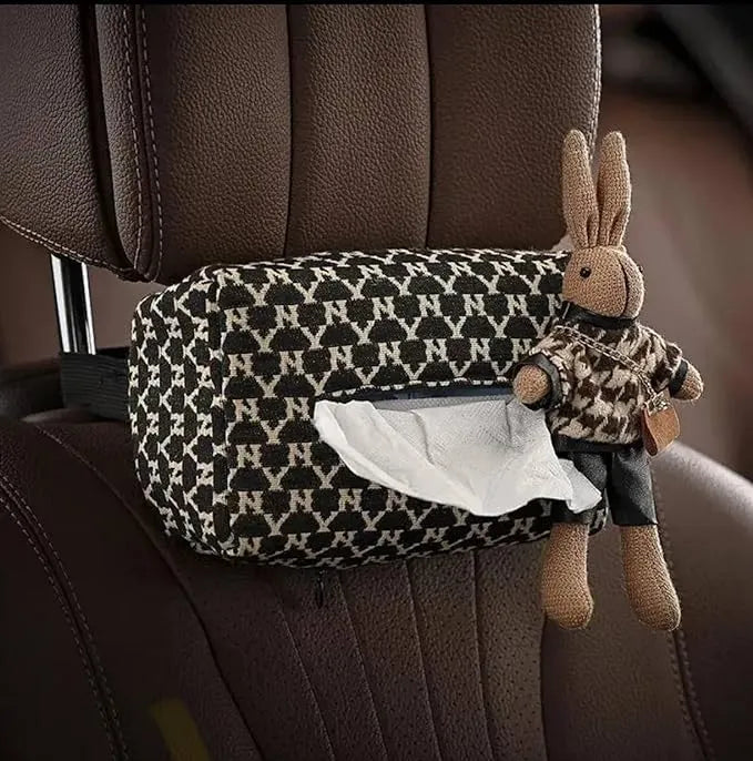 Tissue Holder for Car Car Tissue Box, Multifunctional Paper Hanging Drawer Box, Car Armrest Box Car Tissue Holder (Rabbit Car Tissue Box)