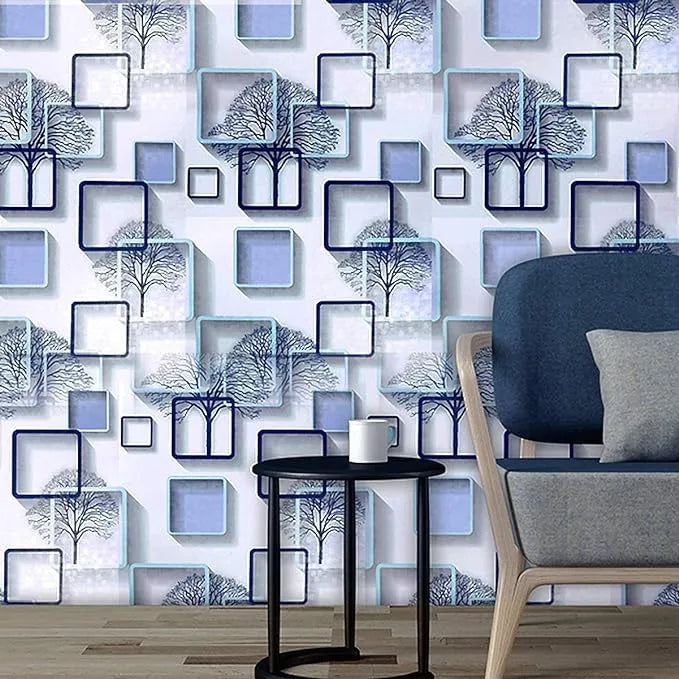 3D Wallpaper Waterproof Self-Adhesive Stickers for Home Office Decor (Blue) - Size: 45 * 500 Cm