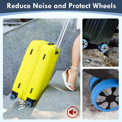 Travel Luggage Wheel Cover,Luggage Wheels Protection Covers,Silicone Suitcase Wheel Covers,Wheel Protector, Shock-Proof, Anti Scratch, for Protect Suitcase Wheels, Reduce Noise (Blue, 8)