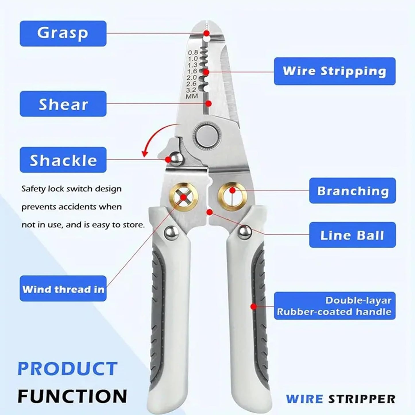 Wire Stripper and Cutter Pliers Tools For Electricians 6-in-1 Multifunctional Wire and Cable Stripping, Cutting, Winding, Crimping Precision Stainless Stee Hand Tool for Electrician Decrustation Tool