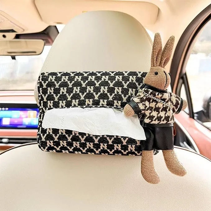 Tissue Holder for Car Car Tissue Box, Multifunctional Paper Hanging Drawer Box, Car Armrest Box Car Tissue Holder (Rabbit Car Tissue Box)