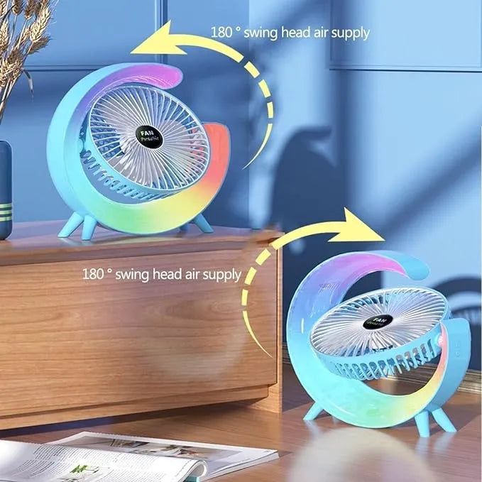 Colorful G Shape Fan/Multifunctional Colorful desktop small fan portable floor mounted fan with light