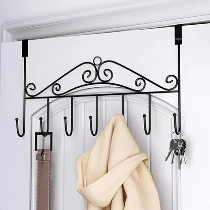 Over The Door Hanger Rack 7 Hooks Decorative Ognazier Hook Rack Stylish Door Hanger Door Hook Hangers With 7 Hooks,Metal Hanging Rack For Home Office Use