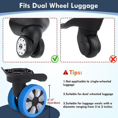 Travel Luggage Wheel Cover,Luggage Wheels Protection Covers,Silicone Suitcase Wheel Covers,Wheel Protector, Shock-Proof, Anti Scratch, for Protect Suitcase Wheels, Reduce Noise (Blue, 8)