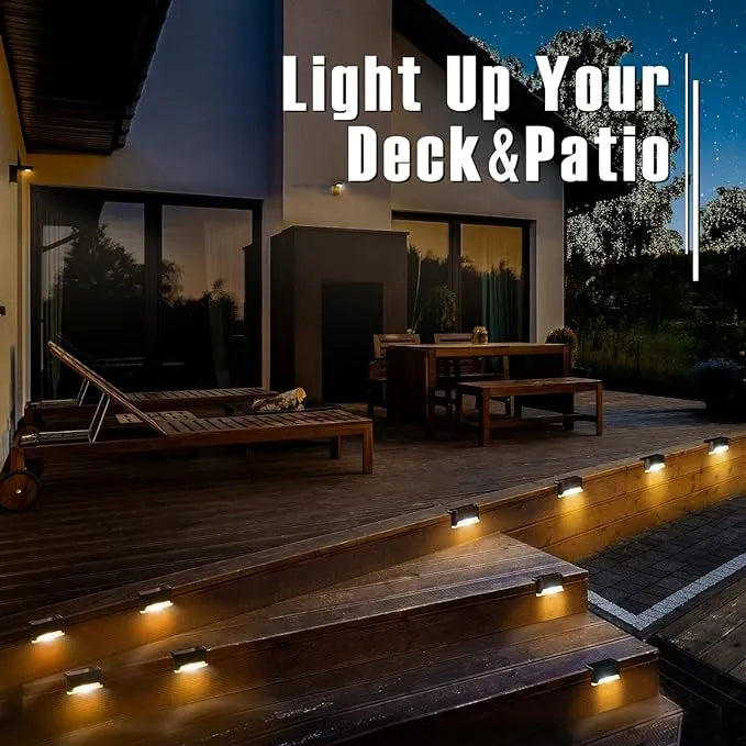 Solar Deck Lights Outdoor | 4-Pack Waterproof LED Solar Lights for Stairs, Step, Fence, Railing, Yard, and Patio | Easy Installation | Enhance Your Outdoor Ambiance with Safety Lighting Fixtures