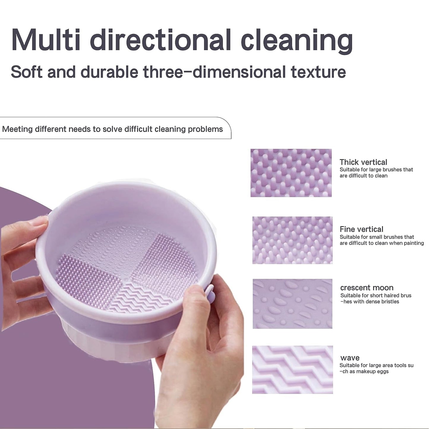 Makeup Brush Cleaning Mat, 3 In 1 Silicone Makeup Brush Cleaner Bowl with Brush Drying Holder, Makeup Brush Scrubber for Makeup Brush, Makeup Sponge,Powder Puff Washing Cleaning Tray