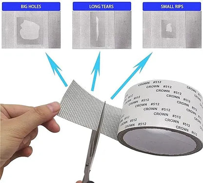 Window Screen Repair Kit Tape,Strong Adhesive & Waterproof Fiberglass Covering Mesh Tape for Covering Window Door Tears Holes Screen Patch Repair Kits